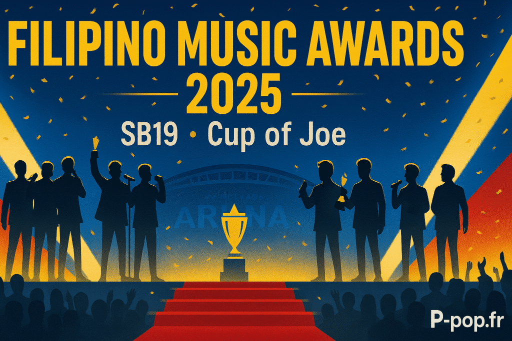 SB19 et Cup of Joe sur la scène des Filipino Music Awards 2025 à la SM Mall of Asia Arena – une soirée historique pour la P-pop.