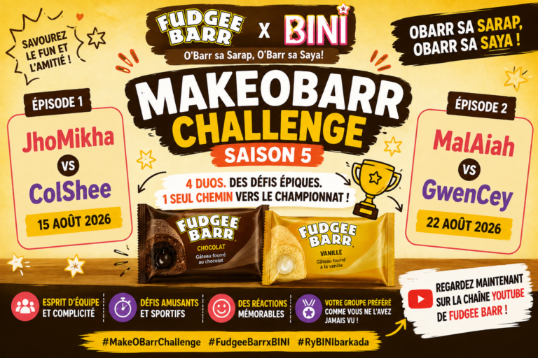BINI x Fudgee Barr : MakeOBarr Challenge Saison 5 avec les duos JhoMikha, ColShee, MalAiah et GwenCey.